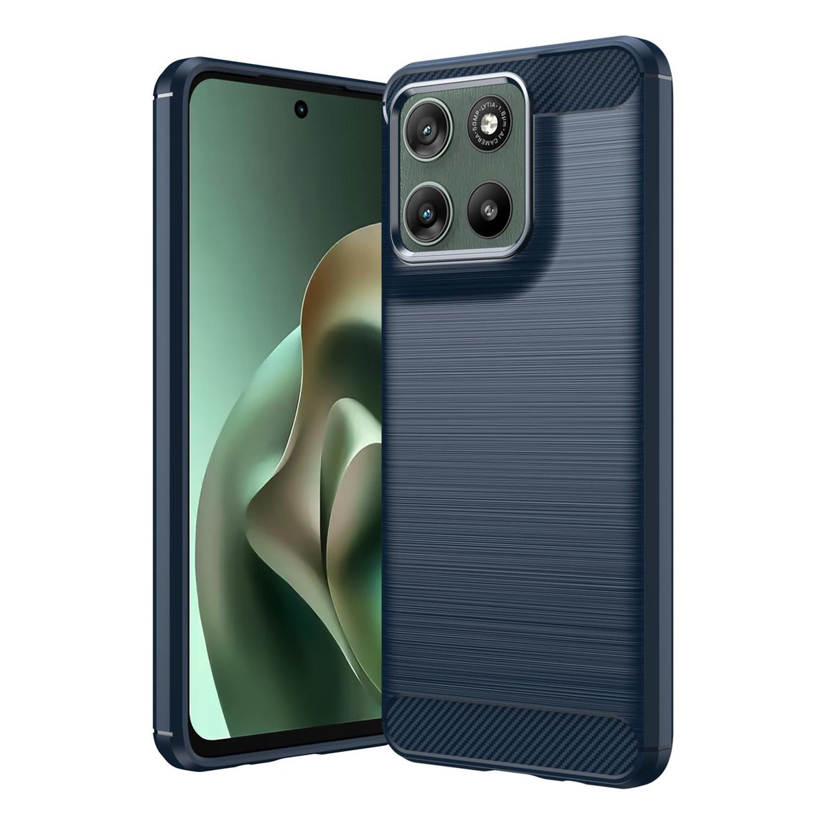 For Motorola Moto G47 5G Carbon Fiber Brushed Texture TPU Phone Case - Blue - EDA006069653B