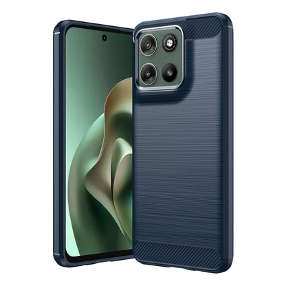 For Motorola Moto G47 5G Carbon Fiber Brushed Texture TPU Phone Case - Blue - EDA006069653B