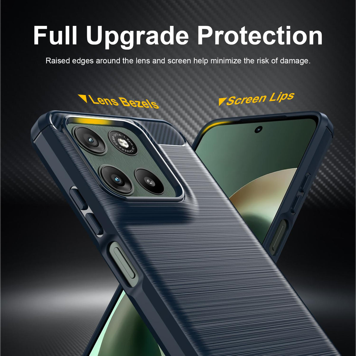 For Motorola Moto G47 5G Carbon Fiber Brushed Texture TPU Phone Case - Blue - EDA006069653B