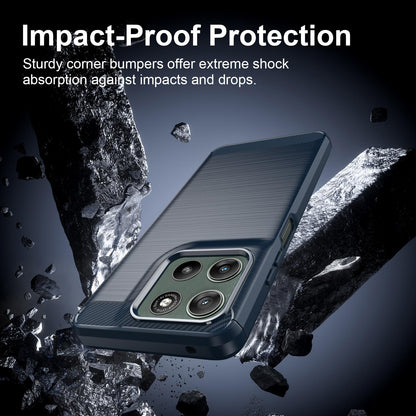For Motorola Moto G47 5G Carbon Fiber Brushed Texture TPU Phone Case - Blue - EDA006069653B