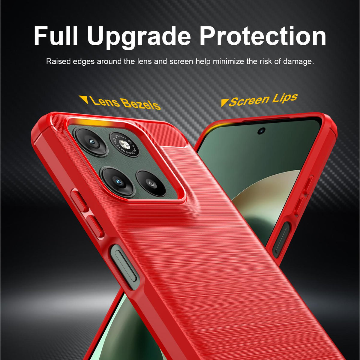 For Motorola Moto G47 5G Carbon Fiber Brushed Texture TPU Phone Case - Red - EDA006069653C