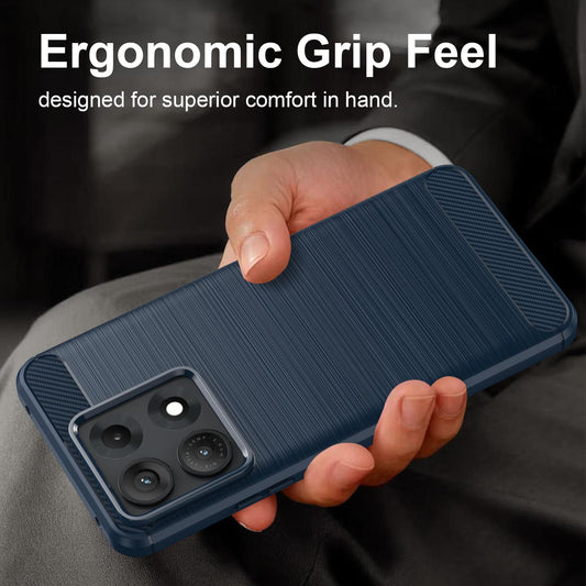 For Motorola Edge 70 Max Carbon Fiber Brushed Texture TPU Phone Case(Blue)