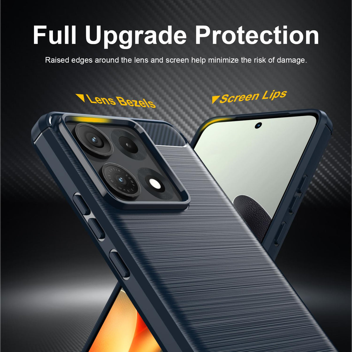 For Motorola Edge 70 Max Carbon Fiber Brushed Texture TPU Phone Case - Blue - EDA006069654B