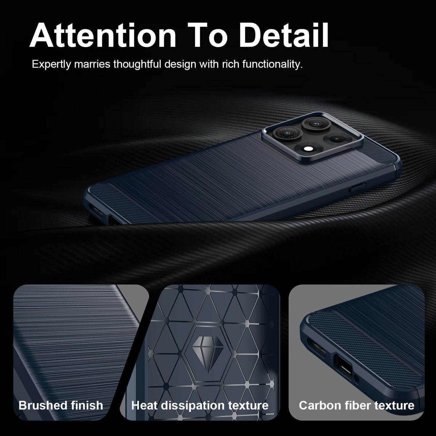 For Motorola Edge 70 Max Carbon Fiber Brushed Texture TPU Phone Case(Blue)