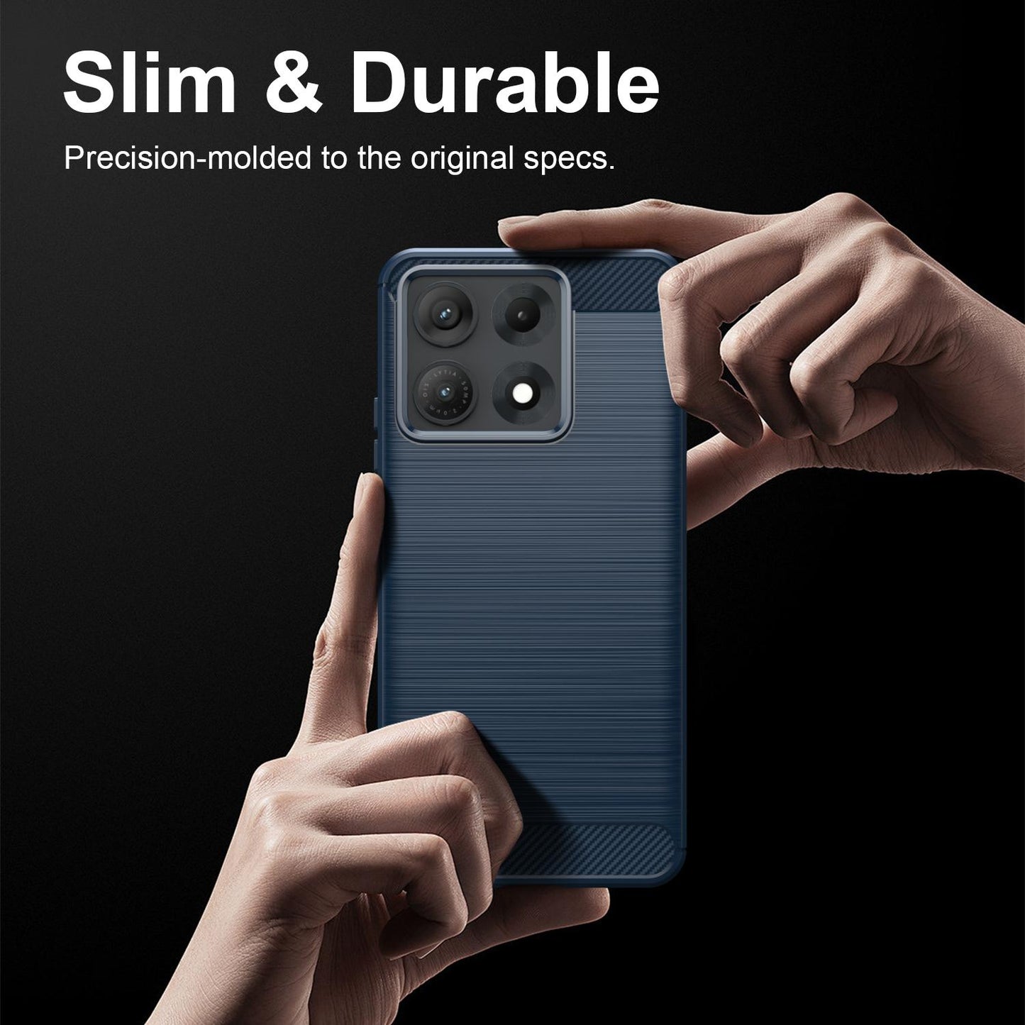 For Motorola Edge 70 Max Carbon Fiber Brushed Texture TPU Phone Case(Blue)