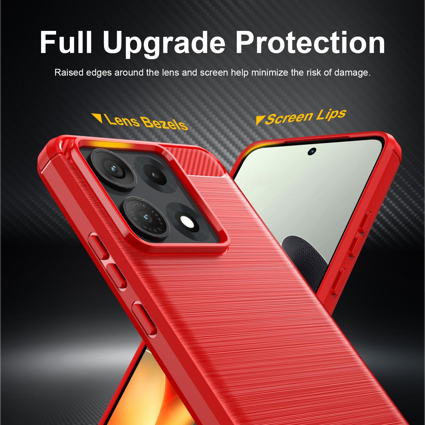 For Motorola Edge 70 Max Carbon Fiber Brushed Texture TPU Phone Case(Red)