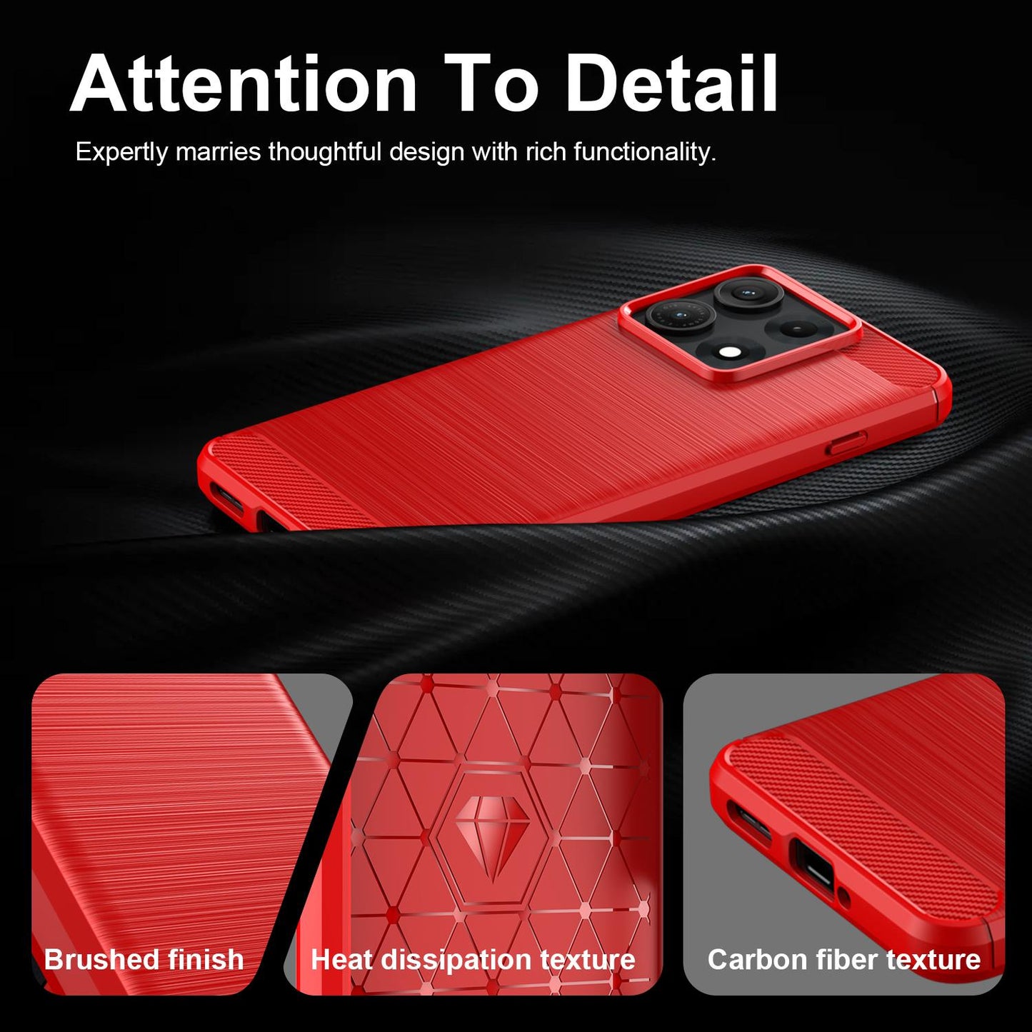 For Motorola Edge 70 Max Carbon Fiber Brushed Texture TPU Phone Case(Red)