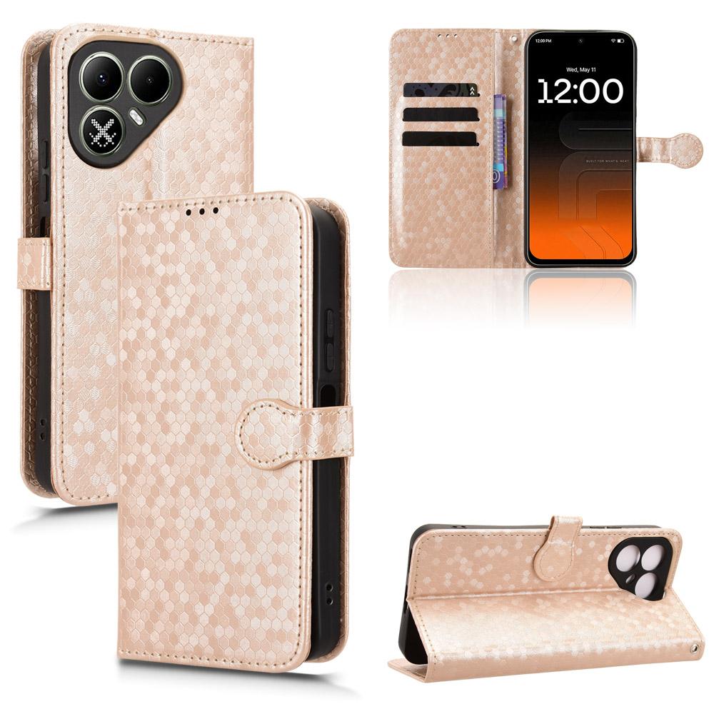 For Tecno Pova 8 5G Honeycomb Dot Texture Leather Phone Case - Gold - EDA006079836B