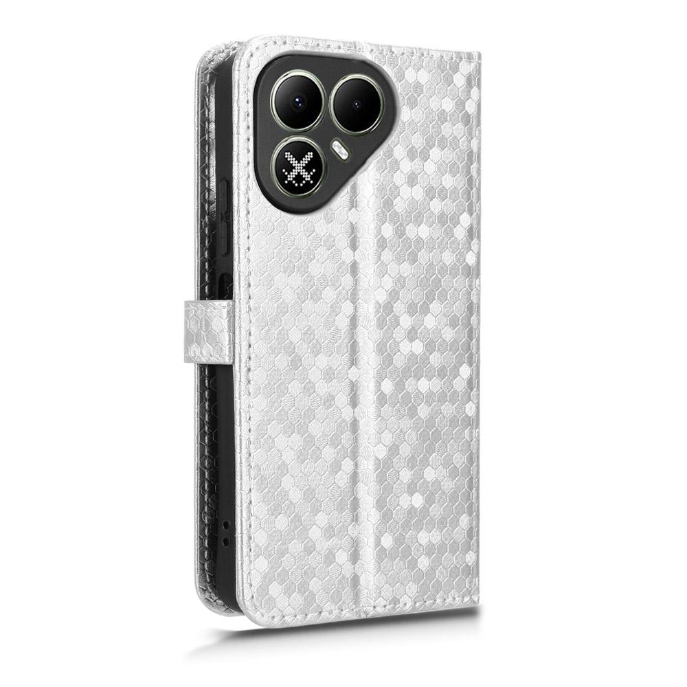 For Tecno Pova 8 5G Honeycomb Dot Texture Leather Phone Case - Silver - EDA006079836E