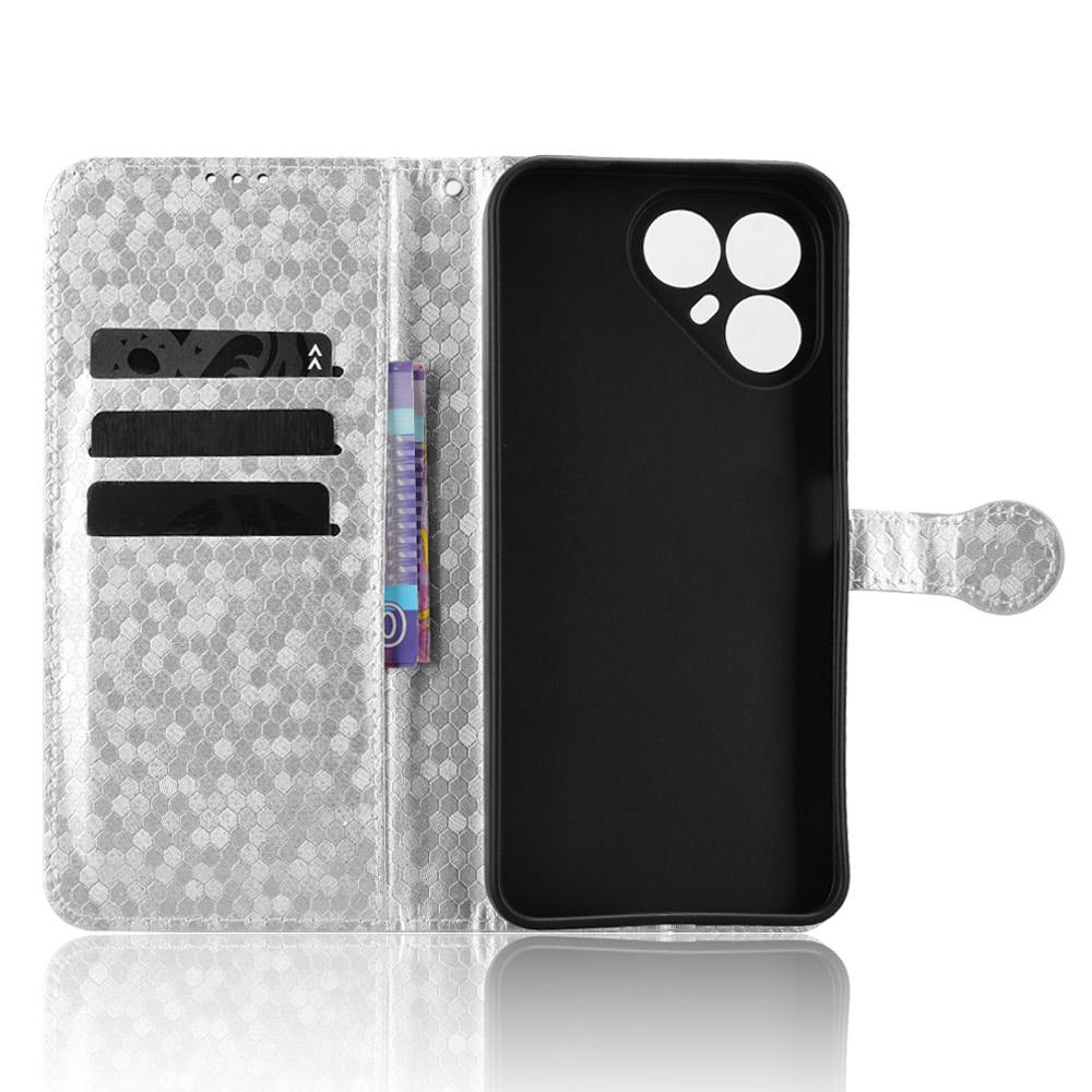 For Tecno Pova 8 5G Honeycomb Dot Texture Leather Phone Case - Silver - EDA006079836E