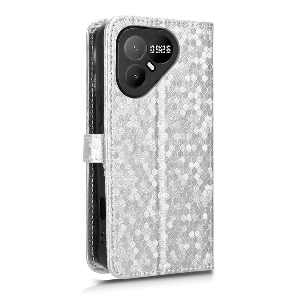 For Tecno Pova 8 Pro 5G Honeycomb Dot Texture Leather Phone Case - Silver - EDA006079837E
