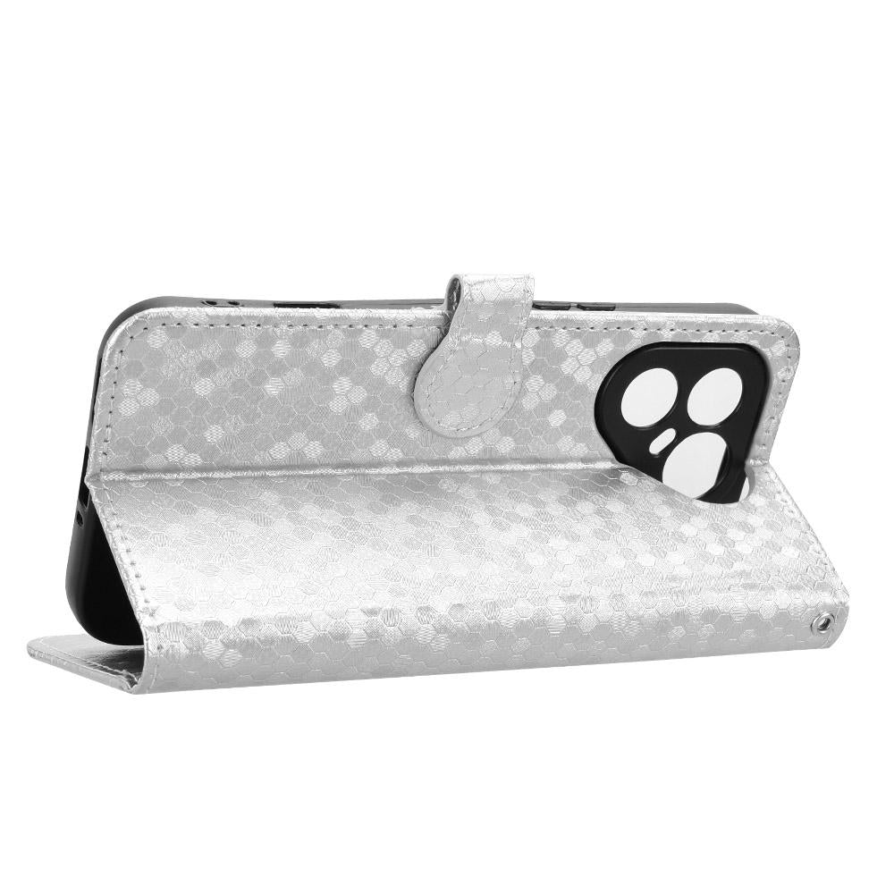For Tecno Pova 8 Pro 5G Honeycomb Dot Texture Leather Phone Case - Silver - EDA006079837E