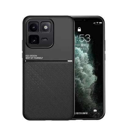 For vivo iQOO 15T 5G Classic Tilt Strip Grain Magnetic PC Hybrid TPU Phone Case - Black - EDA006081840D