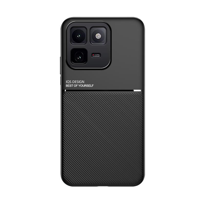 For vivo iQOO 15T 5G Classic Tilt Strip Grain Magnetic PC Hybrid TPU Phone Case - Black - EDA006081840D