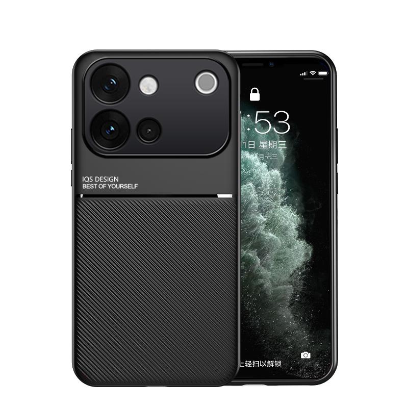 For vivo S60 5G Classic Tilt Strip Grain Magnetic PC Hybrid TPU Phone Case - Black - EDA006081841D