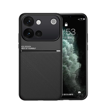 For vivo S60 5G Classic Tilt Strip Grain Magnetic PC Hybrid TPU Phone Case - Black - EDA006081841D