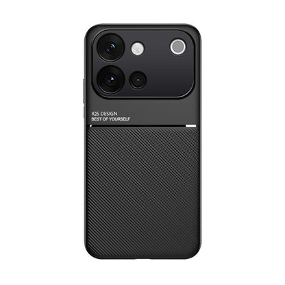 For vivo S60 5G Classic Tilt Strip Grain Magnetic PC Hybrid TPU Phone Case - Black - EDA006081841D