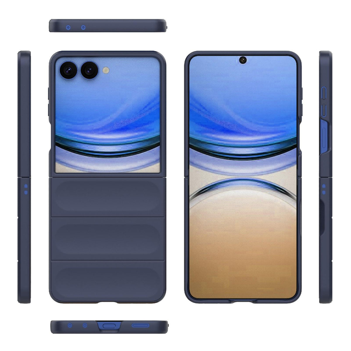For Galaxy Z Flip8 5G Magic Shield Fold PC Shockproof Phone Case - Dark Blue - EDA006082813G