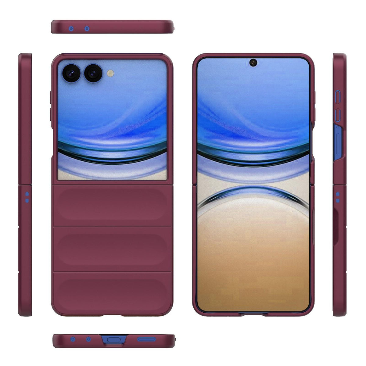 For Galaxy Z Flip8 5G Magic Shield Fold PC Shockproof Phone Case - Wine Red - EDA006082813I