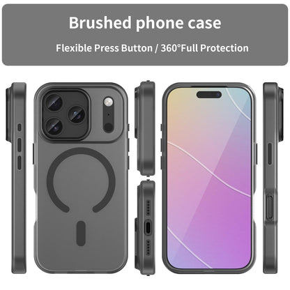 For iPhone 18 Pro MagSafe Frosted Translucent TPU + PC Full Coverage Phone Case - Black - EDA006083728A