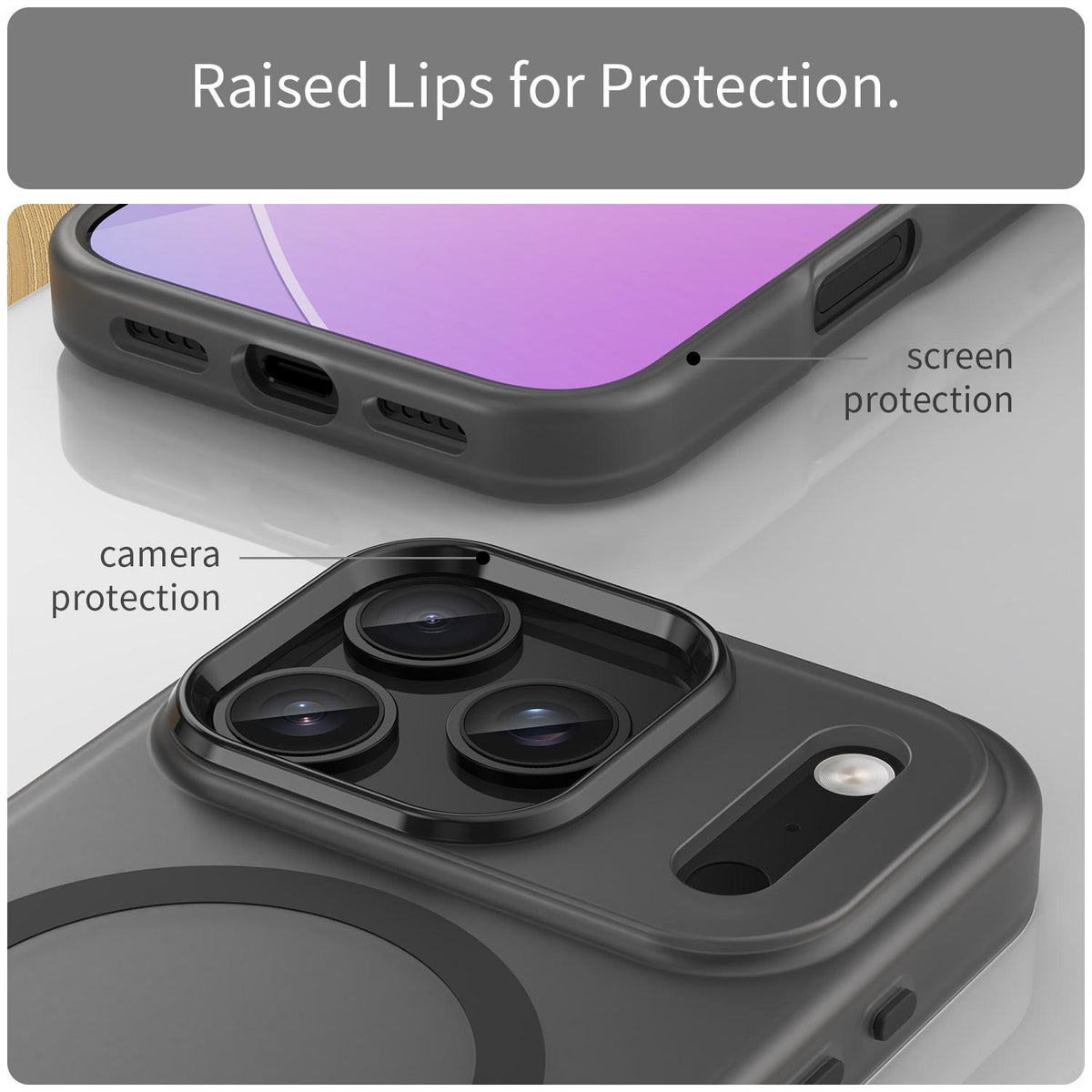 For iPhone 18 Pro MagSafe Frosted Translucent TPU + PC Full Coverage Phone Case - Black - EDA006083728A