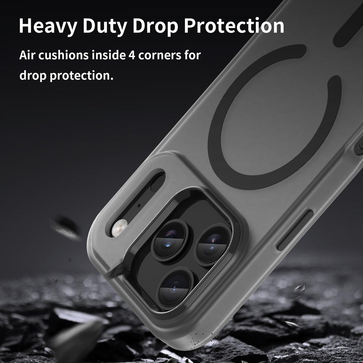 For iPhone 18 Pro MagSafe Frosted Translucent TPU + PC Full Coverage Phone Case - Black - EDA006083728A