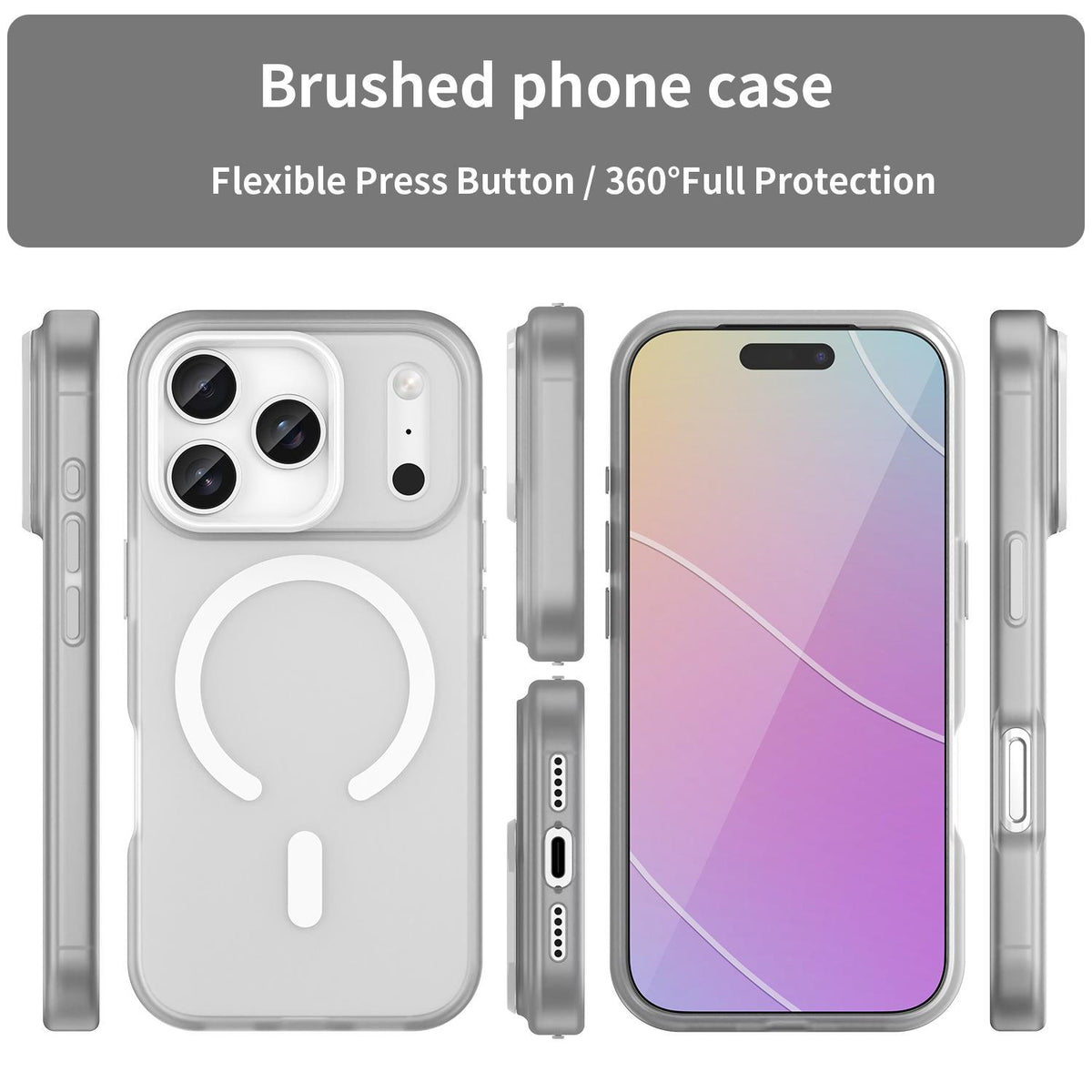 For iPhone 18 Pro MagSafe Frosted Translucent TPU + PC Full Coverage Phone Case - White - EDA006083728B