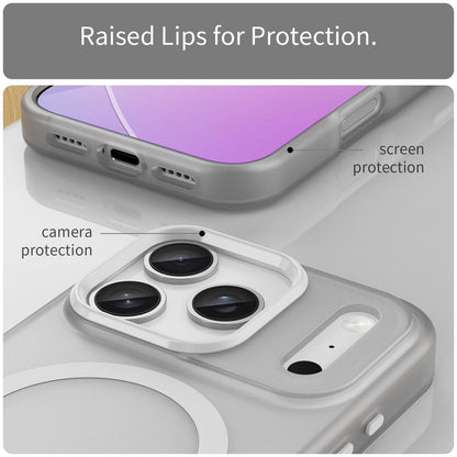 For iPhone 18 Pro MagSafe Frosted Translucent TPU + PC Full Coverage Phone Case - White - EDA006083728B