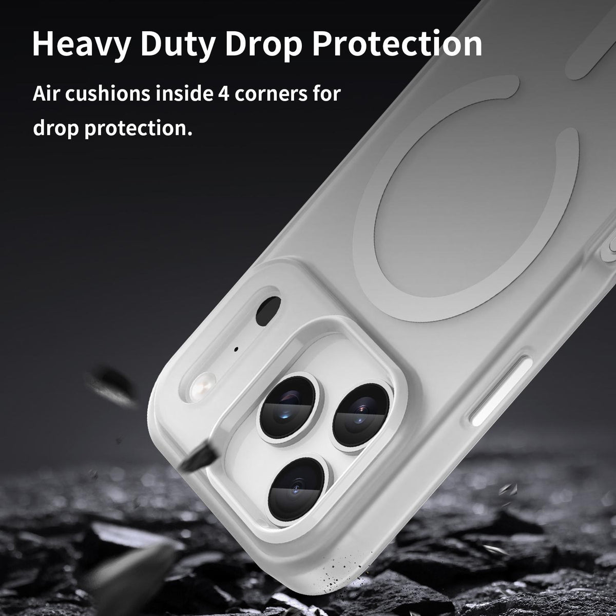 For iPhone 18 Pro MagSafe Frosted Translucent TPU + PC Full Coverage Phone Case - White - EDA006083728B