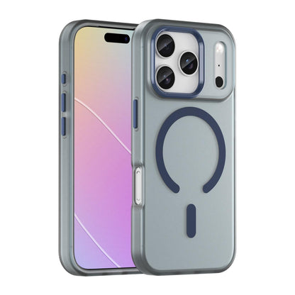 For iPhone 18 Pro MagSafe Frosted Translucent TPU + PC Full Coverage Phone Case - Dark Blue - EDA006083728C