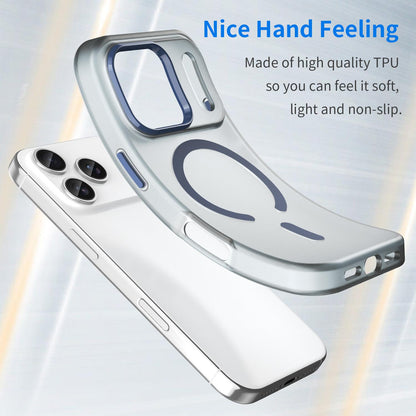 For iPhone 18 Pro MagSafe Frosted Translucent TPU + PC Full Coverage Phone Case - Dark Blue - EDA006083728C