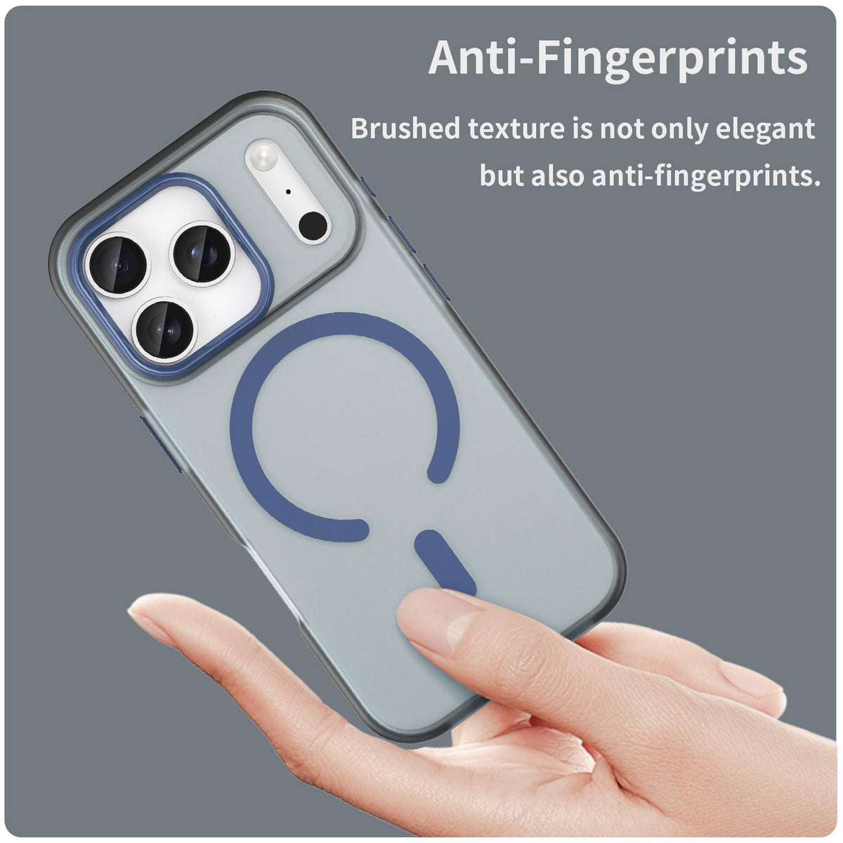 For iPhone 18 Pro MagSafe Frosted Translucent TPU + PC Full Coverage Phone Case - Dark Blue - EDA006083728C