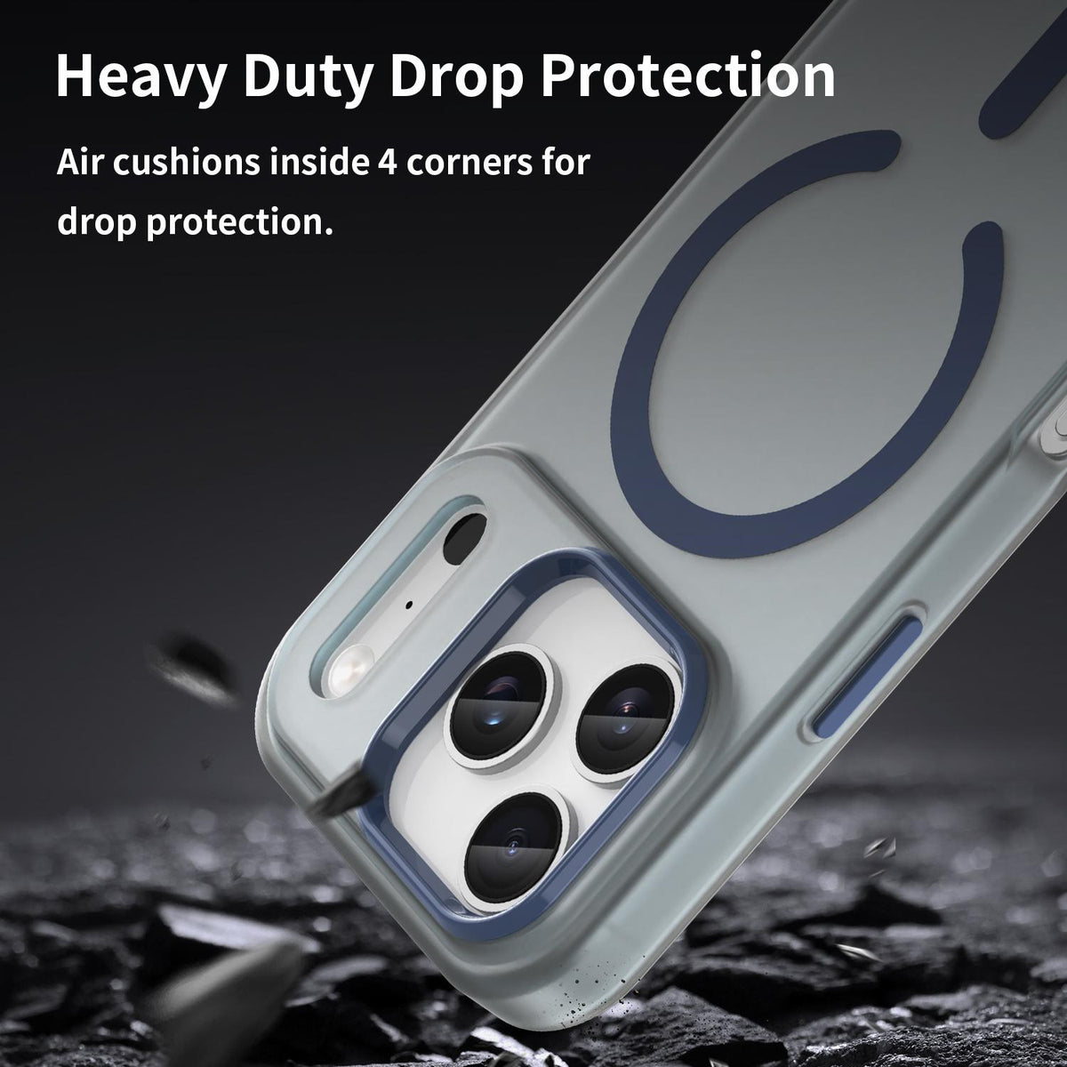For iPhone 18 Pro MagSafe Frosted Translucent TPU + PC Full Coverage Phone Case - Dark Blue - EDA006083728C
