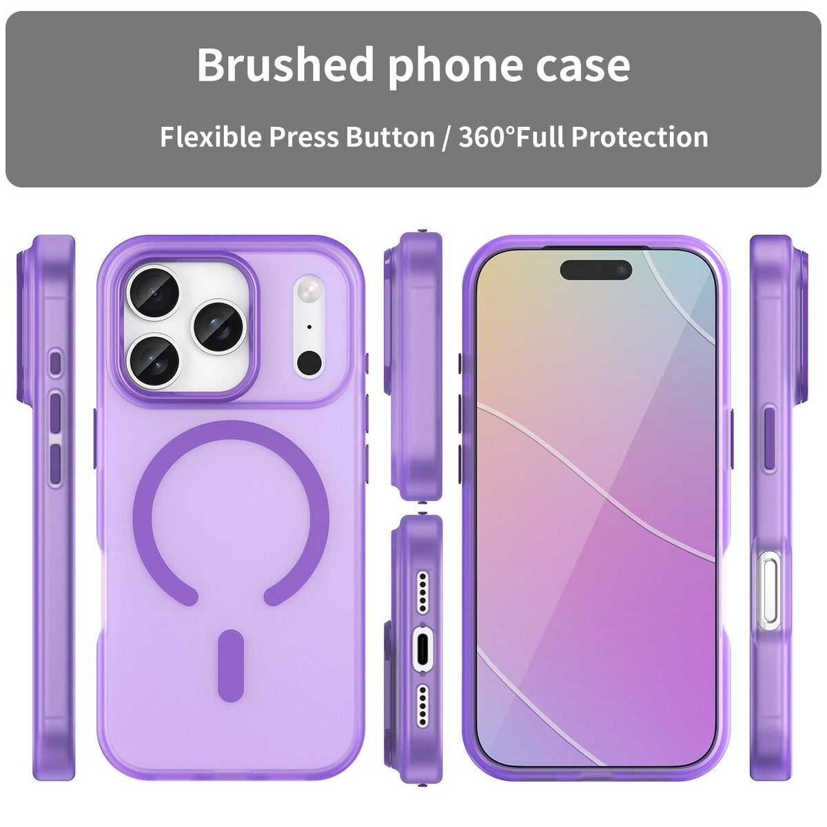 For iPhone 18 Pro MagSafe Frosted Translucent TPU + PC Full Coverage Phone Case - Dark Purple - EDA006083728D