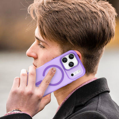For iPhone 18 Pro MagSafe Frosted Translucent TPU + PC Full Coverage Phone Case - Dark Purple - EDA006083728D