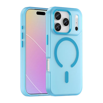 For iPhone 18 Pro MagSafe Frosted Translucent TPU + PC Full Coverage Phone Case - Blue - EDA006083728E