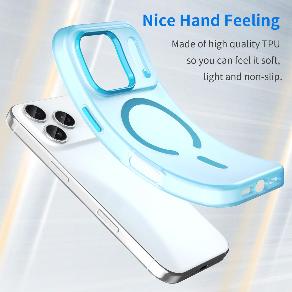 For iPhone 18 Pro MagSafe Frosted Translucent TPU + PC Full Coverage Phone Case - Blue - EDA006083728E