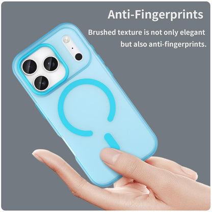For iPhone 18 Pro MagSafe Frosted Translucent TPU + PC Full Coverage Phone Case - Blue - EDA006083728E