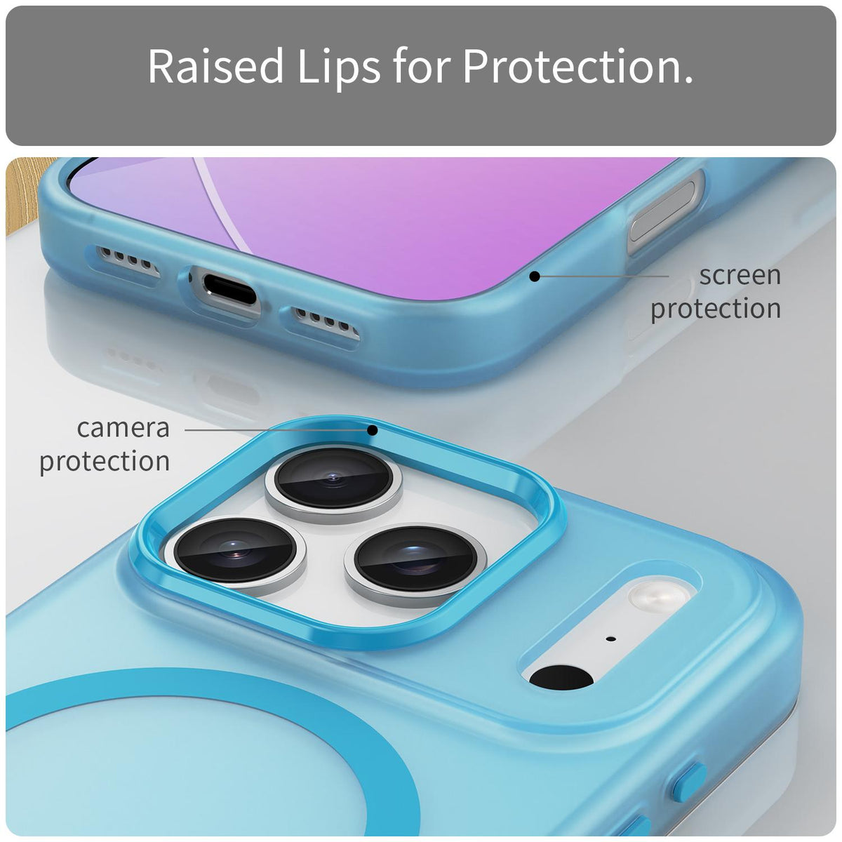 For iPhone 18 Pro MagSafe Frosted Translucent TPU + PC Full Coverage Phone Case - Blue - EDA006083728E