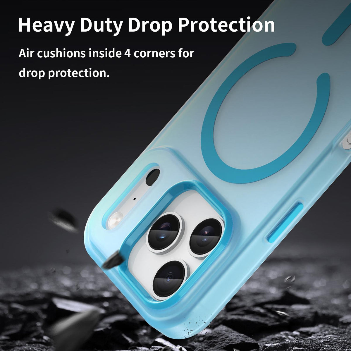 For iPhone 18 Pro MagSafe Frosted Translucent TPU + PC Full Coverage Phone Case - Blue - EDA006083728E