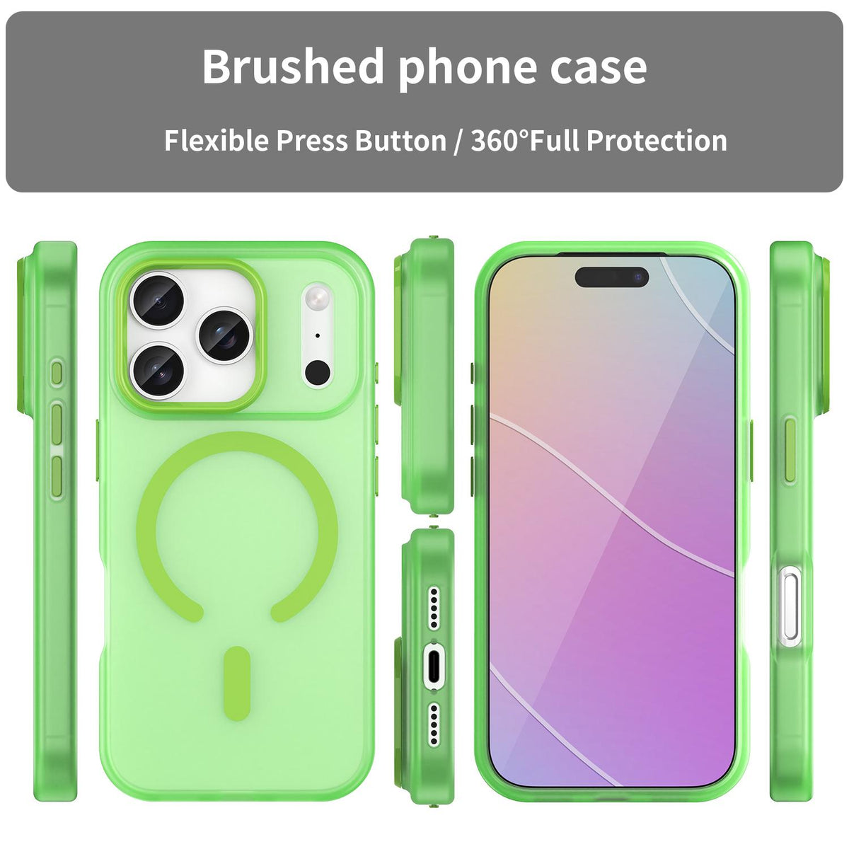 For iPhone 18 Pro MagSafe Frosted Translucent TPU + PC Full Coverage Phone Case - Green - EDA006083728F