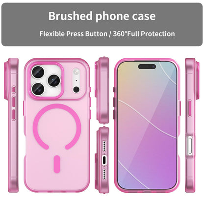 For iPhone 18 Pro MagSafe Frosted Translucent TPU + PC Full Coverage Phone Case - Pink - EDA006083728G