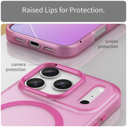 For iPhone 18 Pro MagSafe Frosted Translucent TPU + PC Full Coverage Phone Case - Pink - EDA006083728G