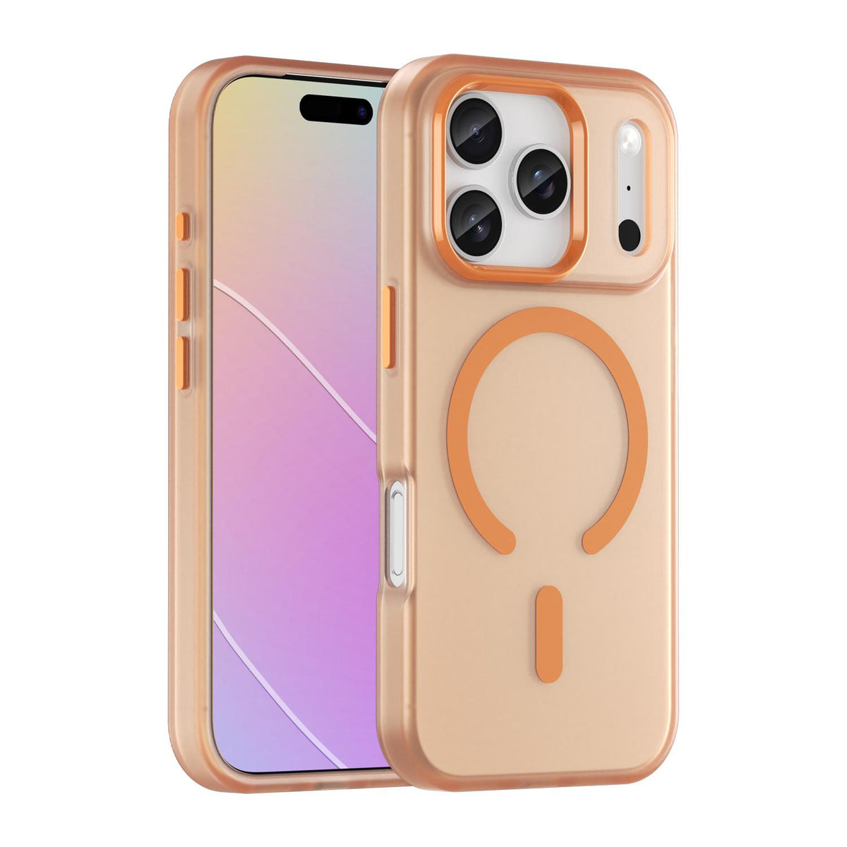 For iPhone 18 Pro MagSafe Frosted Translucent TPU + PC Full Coverage Phone Case - Orange - EDA006083728I