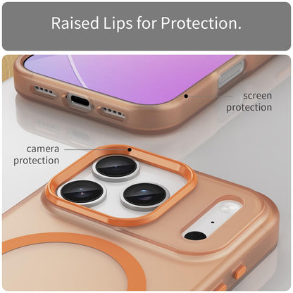 For iPhone 18 Pro MagSafe Frosted Translucent TPU + PC Full Coverage Phone Case - Orange - EDA006083728I