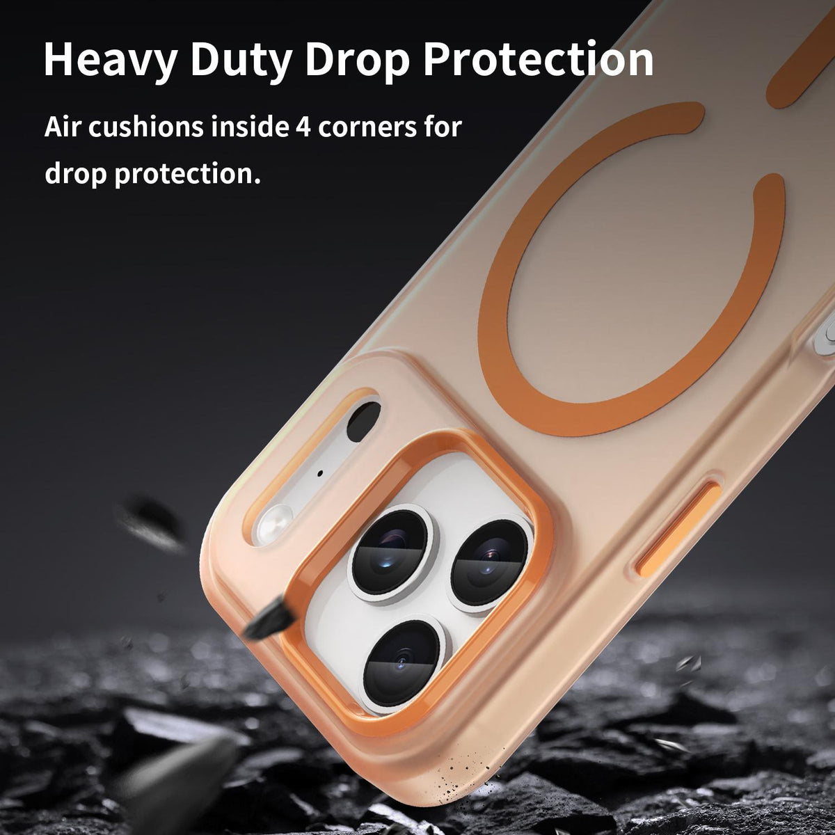 For iPhone 18 Pro MagSafe Frosted Translucent TPU + PC Full Coverage Phone Case - Orange - EDA006083728I