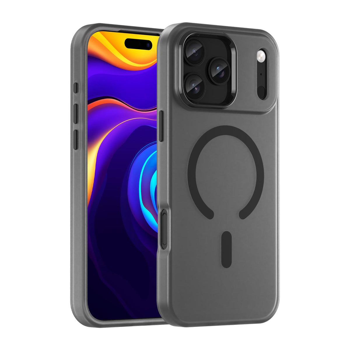 For iPhone 18 Pro Max MagSafe Frosted Translucent TPU + PC Full Coverage Phone Case - Black - EDA006083729A