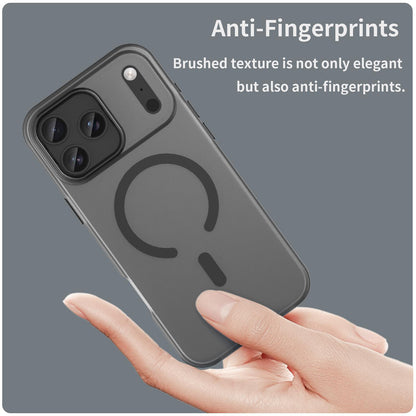 For iPhone 18 Pro Max MagSafe Frosted Translucent TPU + PC Full Coverage Phone Case - Black - EDA006083729A
