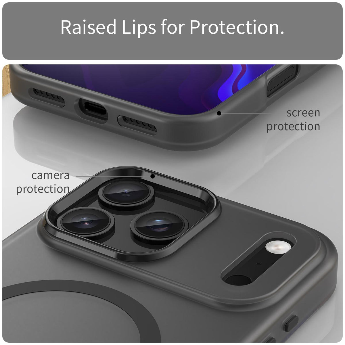 For iPhone 18 Pro Max MagSafe Frosted Translucent TPU + PC Full Coverage Phone Case - Black - EDA006083729A