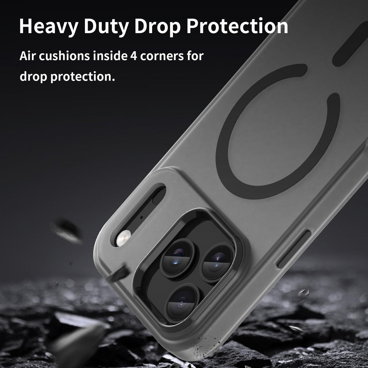 For iPhone 18 Pro Max MagSafe Frosted Translucent TPU + PC Full Coverage Phone Case - Black - EDA006083729A